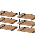 Heavy Duty J Lip Shelf Brackets 12 Pack Black Metal Floating Shelf Supports With Mounting Screws Rustic Farmhouse Industrial Wall Hardware with six shelves.