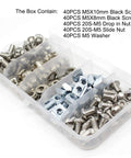 All In One Aluminum Extrusion Hardware Kit With 200Pcs M5 T Slot Nuts Bolts And Screws for 20x20 profiles, clear organizer case