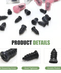 Close-up of 60 Piece Tire Repair Kit With Self Service Plugs For Cars Motorcycles Trucks And Tractors, showing various rubber plugs