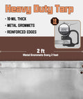 Heavy Duty 8x10 Ft Tarp Waterproof 10 Mil Thick Reversible Silver And Brown Outdoor Cover detail with metal grommets