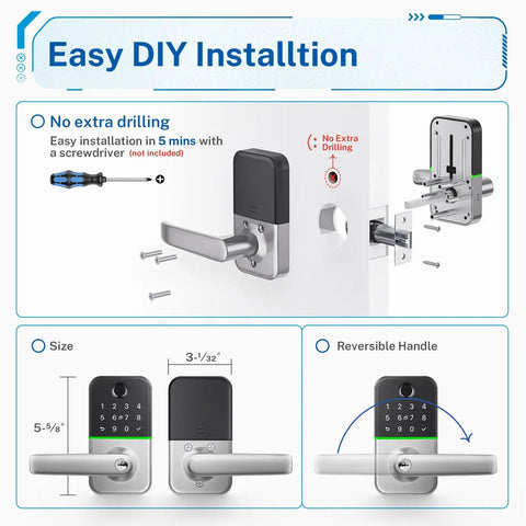 Keyless Entry Smart Lock For Front Door Electronic Exterior Security No Sweat Installation Swaps Out Deadbolts And Lever Handles Quick Screwdriver Setup Rock Solid Protection Easy Grip Handling For Every Household