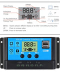 Two Pack 30A Solar Charge Controller For 12V/24V Systems With Dual USB 5V 2.5A Output, LCD Display, front view
