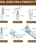 Diagram showing components of 2 Pack Bifold Door Hardware Repair Kit For Folding Closet Doors With Pivots, Guide Wheels, Brackets And Screws