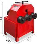 Electric Pipe Bender Kit With Nine Round And Eight Square Dies 1.5KW 110V Copper Coil Motor showing red metal body and bending rollers.