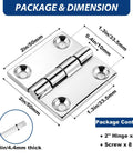 Angled front view of Pyntrax 2-pack marine-grade stainless steel square hinges, 2-inch size.