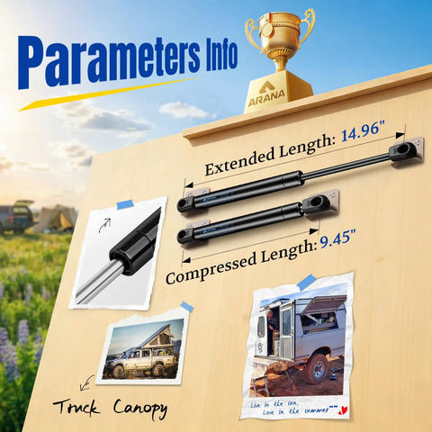 Heavy Duty 15 Inch 30 Pound Gas Struts And Spring Lift Supports No Sweat Drop In Swap For Truck Caps Camper Shells Window Leers Canopy Toolboxes And Lockers Pair.
