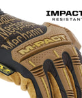 M-Pact Leather Gloves With Impact Protection For Tough Jobs Hands On Comfort And Protection showing close-up of knuckle detail.