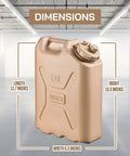 Portable 5 Gallon Military Style Water Jug For Camping And RVs Sand Colored Plastic Dimensions 13.7x6.8x18.8 inches