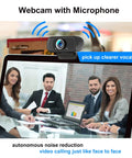 Kickass 1080P Full Hd Webcam With Built In Noise Reducing Microphone And Auto Light Correction For Dope Video Calls On Laptop Desktop Computer System Plug And Play Usb Interface displayed above a video call with a group.