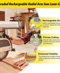 Front view of Rechargeable Radial Arm Saw Laser Guide by Amazon with 5/8 inch arbor and slim snap-in design