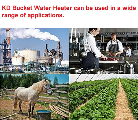 Various uses for Immersion Bucket Water Heater 1500W With Auto Shutoff, such as factories, kitchens, farms, and fields.