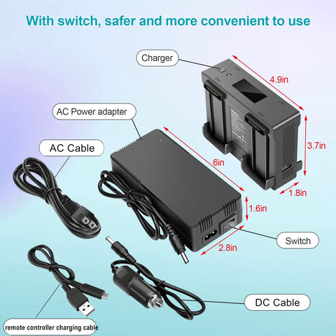 Air 2S Mavic Air 2 Battery Charger Hub 5 In 1 Rapid Parallel Charger with cables and adapters for DJI batteries