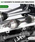 Straight Fire Fresh Front CV Axle Shaft Assembly Pair For Ram 1500 Four Wheel Drive Only image showing durable neoprene boot and torn boot comparison.