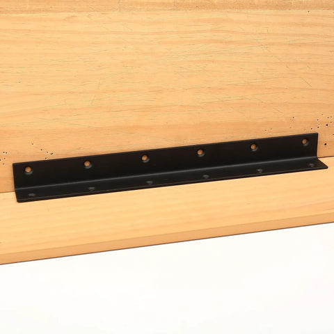 Heavy Duty Raised Garden Bed Corner Brackets 4 Pack Solid Black Metal L Brackets 90 Degree Angle Connectors Rust Proof Steel Hardware For Outdoor Wood Projects Built Pretty Dang Tough on wooden surface.