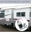 High-Performance RV Slide Out Actuator Motor Replacement Assembly for Through-Frame Systems with 18:1 Gear Ratio and 12V DC Power – Plug and Play Design for Easy Direct Fit Installation – OEM Standard Compatible with 24-Inch and 40-Inch Frames displayed with RV slide-out.