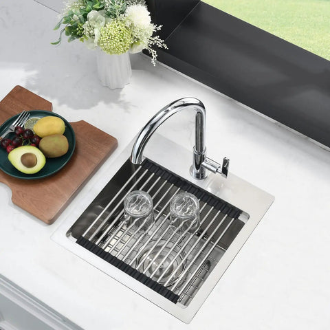 15 Inch Drop In Bar Sink Stainless Steel 16 Gauge Single Bowl Workstation Wet Prep Sink Top Mount For Small Kitchens with fruits