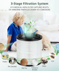 True HEPA Replacement Filter for Large Room Air Purifier with Activated Carbon Fits 5 Speed SilverOnyx KJ150F C02 infographic