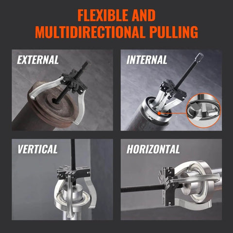 Gear Puller Set With 3 Inch And 7 Inch Pullers, 3 Jaw Gear Bearing Flywheel Pulley Removal Tool in external and internal use.