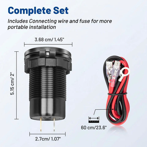 78W Triple Port Car Charger With Dual PD USB Fast Charging No Sweat Design To Juice Up Your Phone And Tablet Effortlessly. Complete set including charging port and connecting wires.