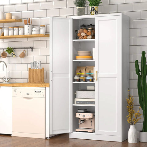 Built Like A Tank 71 Inch White Metal Kitchen Pantry Storage Cabinet With Heavy Duty Cold Rolled Steel Construction Double Doors Adjustable Shelves And Long Lasting Rust Resistant Finish