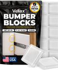 Twenty Pack Clear Silicone Bumper Blocks Rock Solid One Inch Heavy Duty Non Slip Furniture Pads Zero Fuss Invisible Self Adhesive Cabinet Drawer And Countertop Protectors in packaging with two pads visible.