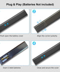 One For All Universal Replacement Remote For Samsung Smart TVs battery installation guide showing rear view and battery compartment.