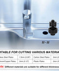 Heavy Duty Bearing Steel Sheet Metal Hole Punch Set With Hex Head Screw For Clean Circle Cuts On Thin Panels showing material thickness compatibility.