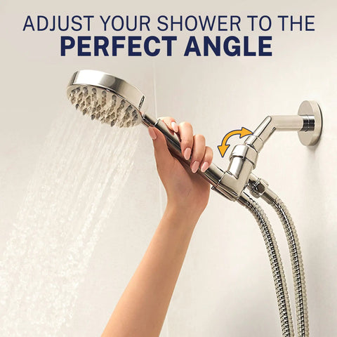 Solid Metal Handheld Shower Head With Hose And Brass Holder Chrome Finish 2.5 GPM High Pressure No Rust Heavy Duty Build 6 Foot Flexible Extension Durable