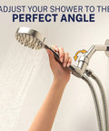 Solid Metal Handheld Shower Head With Hose And Brass Holder, Brushed Nickel Finish, 2.5 GPM High Pressure, Adjustable Wand Bracket