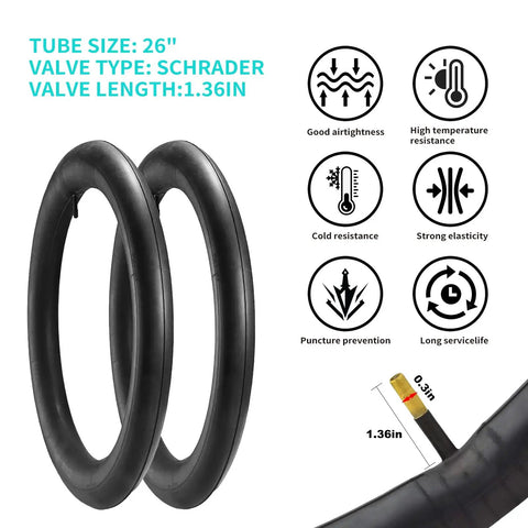 2 Pack 26 Inch Bike Tires 26x1.95 Mountain Bike Tires for MTB Off Road Folding Replacement Tire with Schrader Valve Inner Tubes