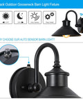 Dusk To Dawn Outdoor Barn Light Gooseneck Fixture Waterproof And Rust Resistant detail with light sensor and E26 base.