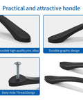 Close-up of Six Pack Matte Black Cabinet Pulls 7.5 Inch Hole Center Cabinet Handles showing zinc alloy material and deep hole thread design.