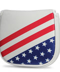 Magnetic Closure Putter Headcover For Mallet Putters With Heel Shaft Square Style USA Stars And Stripes Flag Design Durable Golf Club Cover