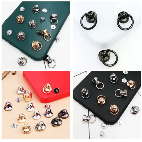 Heavy Duty Brass Ball Studs And Smooth Rotating D Rings To Freshen Up Your Leather Totes Wallets And Phone Covers For Dope Diy Hardware Builds Now displayed in various colors and angles.