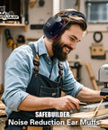 Man wearing All Day Quiet Earmuffs For Sleep Outdoor Work Shooting And Industrial Use With SNR 33 dB And NRR 26 dB in workshop