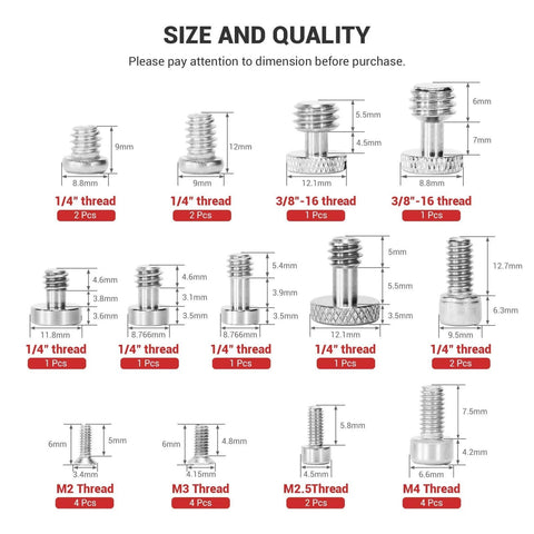 Camera Screw Set AAK2326 26 Pcs For Accessories With Socket Cap Slotted And Phillips Screws Six Types For Cages Handles Plates