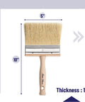Wide 5 Inch Deck Stain Brush With Wooden Handle For Smooth, Even Application Of Stains, Sealers And Finishes On Wood Surfaces For Quick Coverage And Professional Looking Results featuring dimensions 5x10 inches.