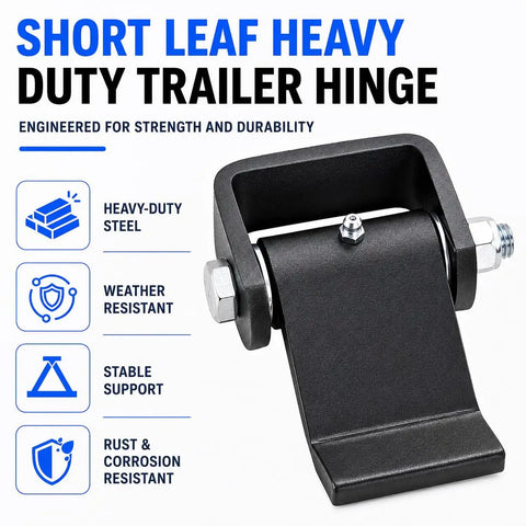 Heavy Duty Weld On Trailer Hinges With Greasable Pivot For Dump Gates And Steel Trailer Doors, black steel short leaf hinge