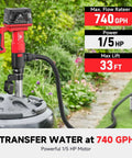 Cordless Stick Water Transfer Pump With Two 4.0Ah Batteries And Charger 740 GPH Flow 33 Ft Head in garden setup