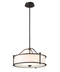 Dark Bronze 18 Inch 3 Light Drum Pendant With Fabric Shade And Glass Diffuser Convertible Drum Chandelier For Living Room And Dining Area Modern Pendant Lighting