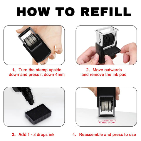 How to refill the Straight Up Slick Custom Business Date Stamp With Your Personalized Name And Signature, Dope Self Inking Refillable Seal.