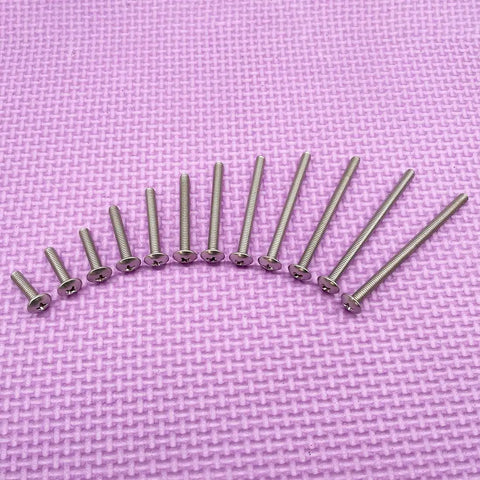 25 Pack M4 x 65mm Machine Screws For Cabinet Knobs And Drawer Pulls, 304 Stainless Steel, Phillips Drive on purple mat
