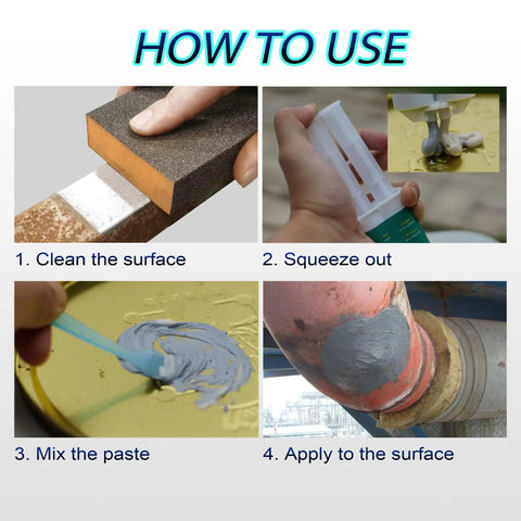 Steps to use Rugged As Nails Heavy Duty Metal Repair Glue For Metal To Metal Bonds Waterproof Liquid Weld Epoxy Cold Weld Adhesive