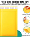 Kraft Bubble Mailers 8.5 By 12 Inch 5 Pack Padded Envelopes For Shipping With Self Seal Tamper Proof Closure And Thick Cushioning