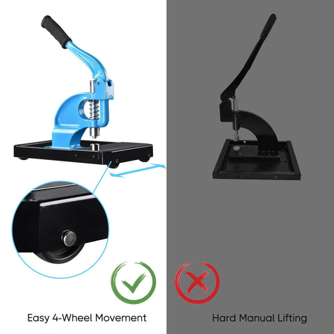 Grommet Tool Kit Beefy Heavy Duty Set with 3 Die Hand Press Grommet Machine Rolling Base Comparison, Easy Movement Feature