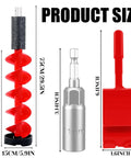 Product size dimensions of 6 Inch Floating Rotating Ice Fishing Auger Drill Bit With 2 Ice Anchor Drill Adapters And 2 Blades