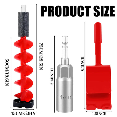 Product size dimensions of 6 Inch Floating Rotating Ice Fishing Auger Drill Bit With 2 Ice Anchor Drill Adapters And 2 Blades
