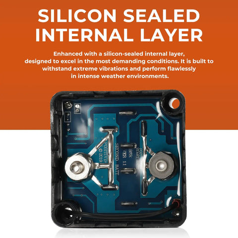 Close-up of Dual Battery Isolator 12V 140 Amp Voltage Sensitive Relay VSR Kit showing silicon sealed internal layer for durability.