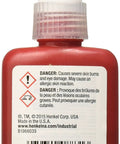 Back view of a 50 ml bottle of Red 088 Letter Grade A High Strength Thread Locker Wicking Grade For Fine Threads, showing label.