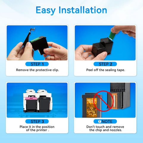 Step-by-step guide for installing 67XL Black Color Ink Cartridges Combo Pack Compatible With HP 67 Ink in DeskJet and Envy printers.